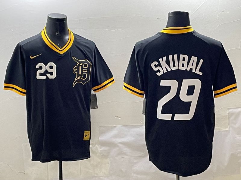 Men Detroit Tigers #29 Skubal Black Gold Game 2025 Nike MLB Jersey style 4